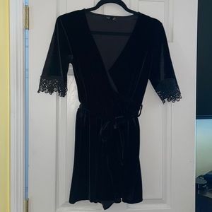 TopShop black velvet romper